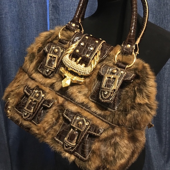Baby Phat Handbags - Fabulous fur bag with rhinestones